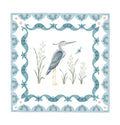 Decorative card with a heron illustration and decorative border on a white background